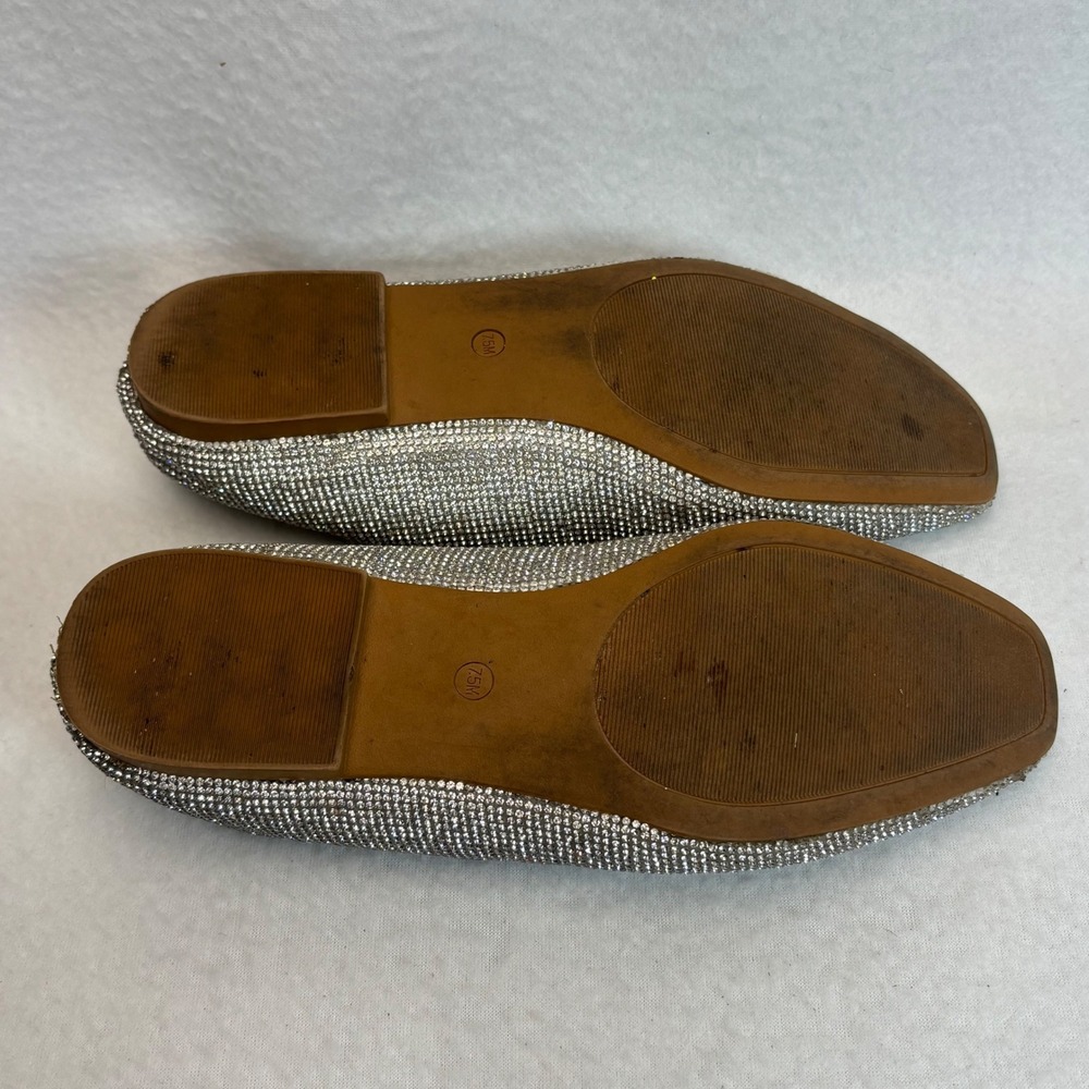 Steve Madden Ballet Flats 7.5 Silver Rhinestone Bow Sparkle Party Glam Y2K - Picture 11 of 11